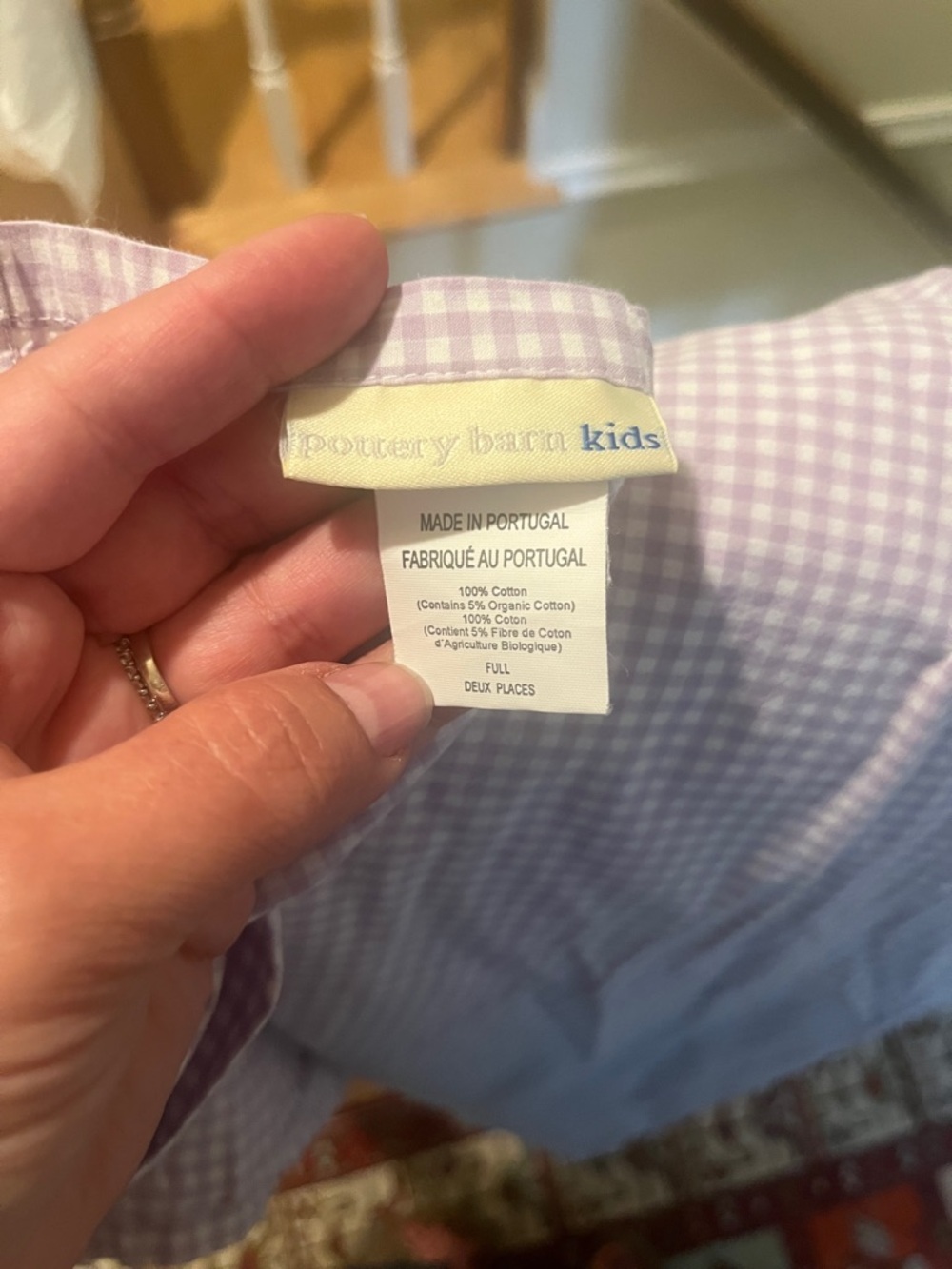 Pottery Barn Kids Purple Gingham Sheet Set - Picture 2 of 2